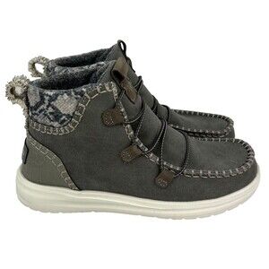 Hey Dude Eloise Recycled Leather Boots Granite Grey Womens 7 Southwestern Aztec